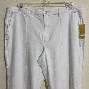 MICHAEL KORS White Denim Jeans w 9" Slit on Front of Legs $145 Women's Size 16